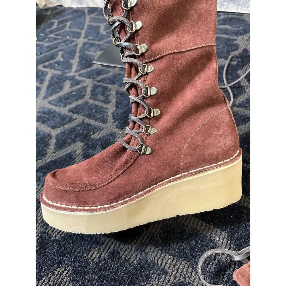 New Free People Ava Tall Lace Up Boots Size 37